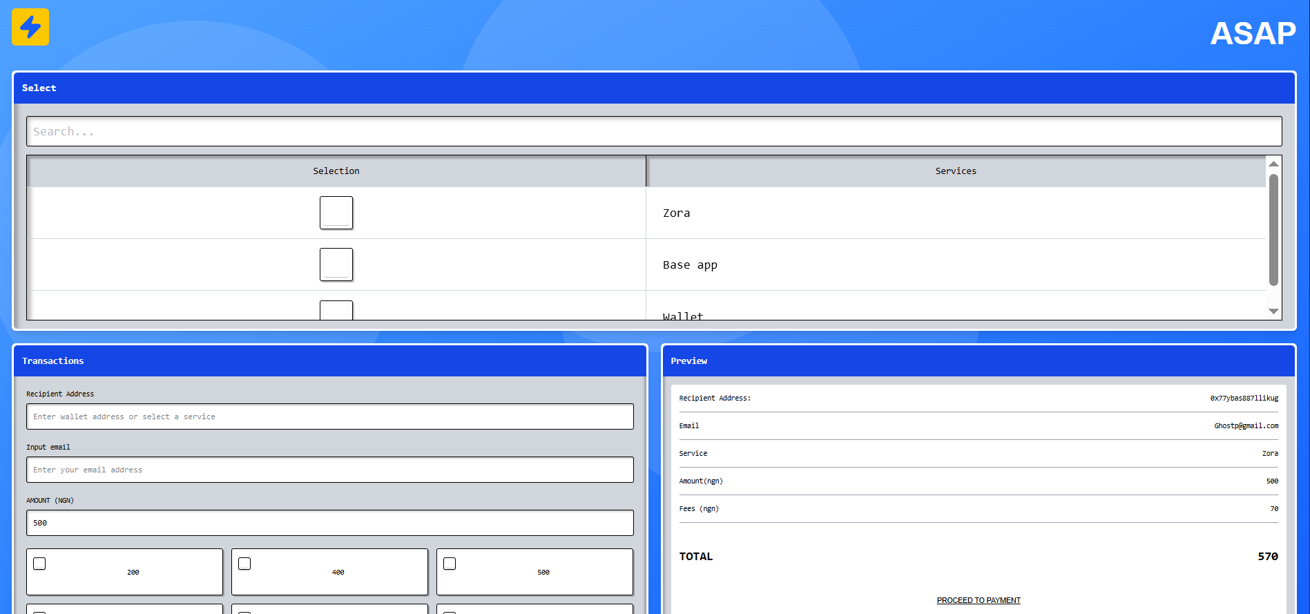 ASAP - Zora Onramp - Farcaster Mini Apps